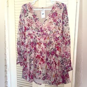 Free People ‘Closer to the Heart Floral Long Sleeve Mini Dress’ NWT